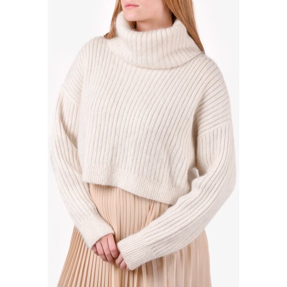 3.1 PHILLIP LIM Ivory Cropped Mohair Turtleneck, size Medium - Picture 9 of 10